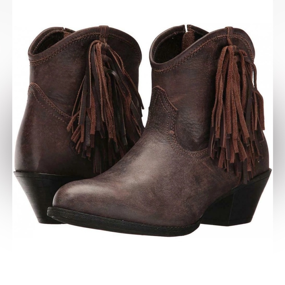 Ariat Dark Brown Fringe Ankle Booties